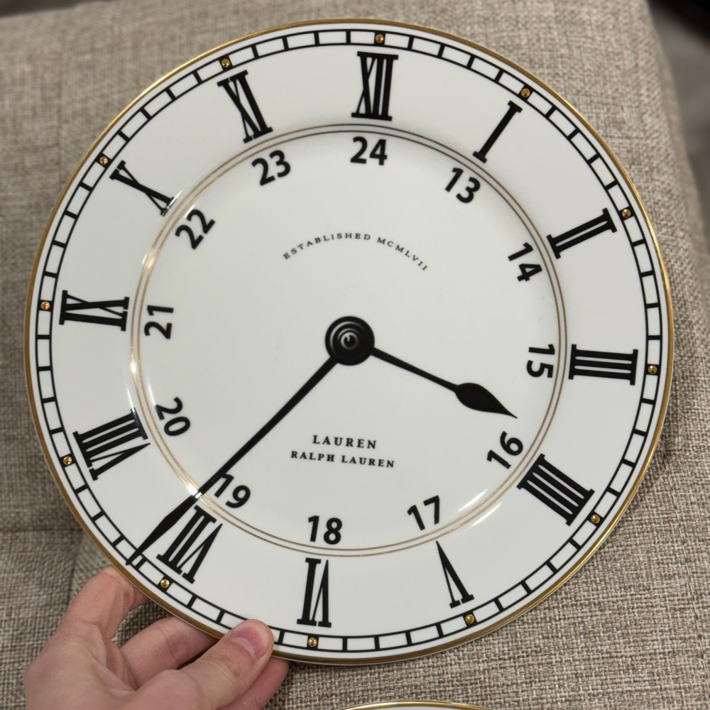 Ralph Lauren Plate Original 1980s Gilt Ceramic "Pocket Watch II' Collection